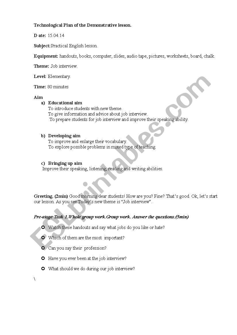 lesson plan  worksheet