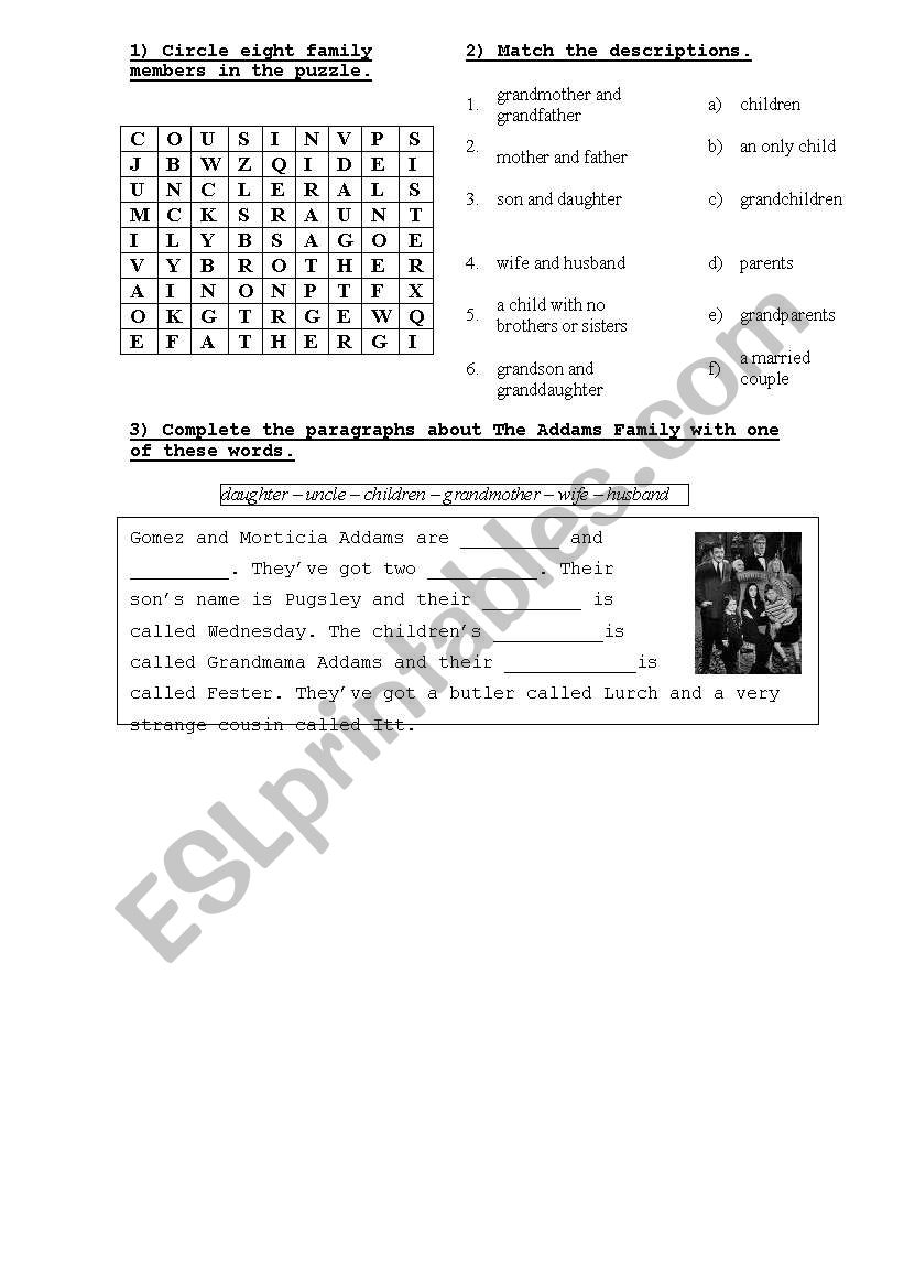 FAMILY worksheet