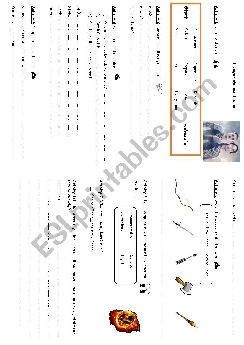 Hunger Games Trailer worksheet