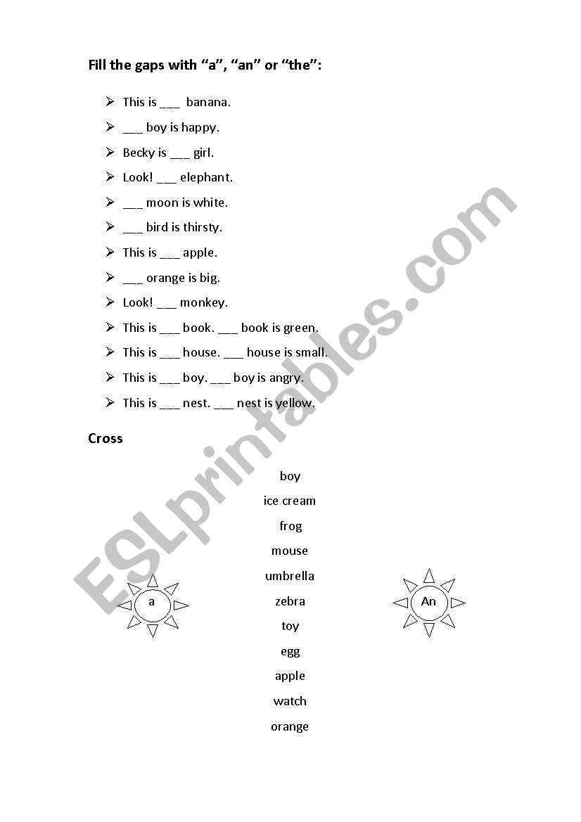 A-An-The worksheet