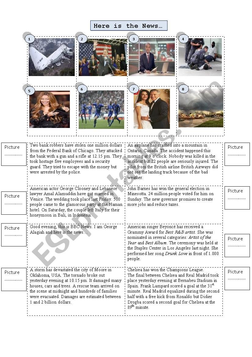 Here is the news worksheet