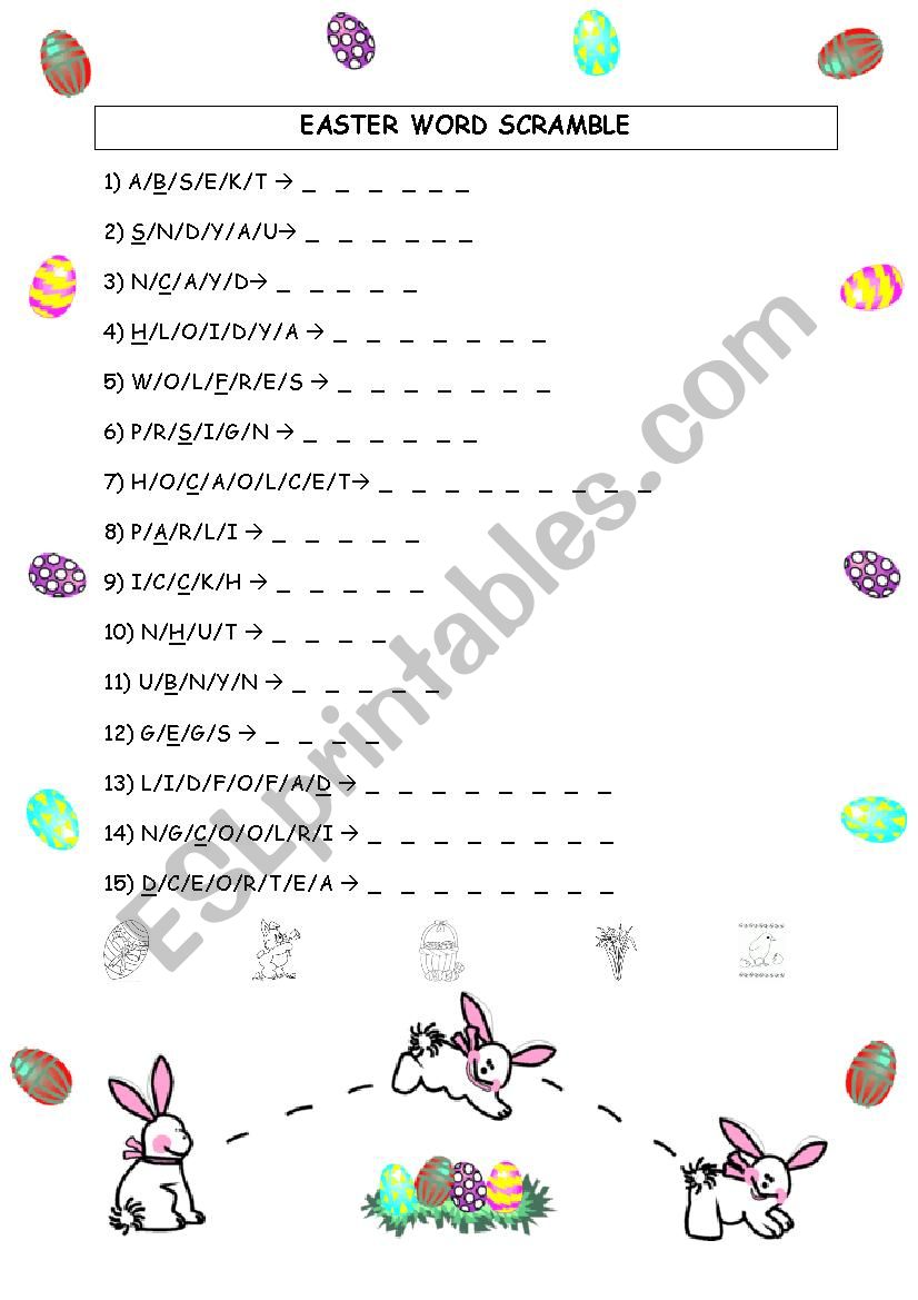 Easter Word Scramble Esl Worksheet By Delph