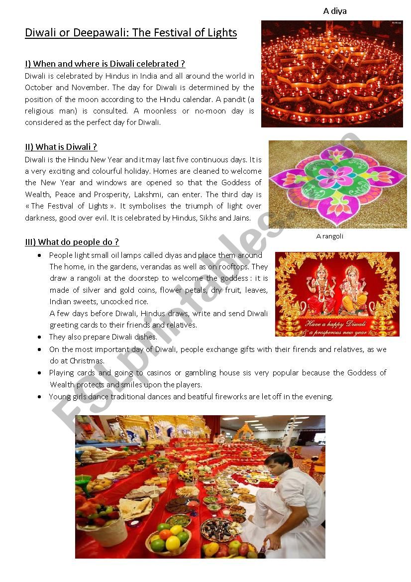 Diwali worksheet