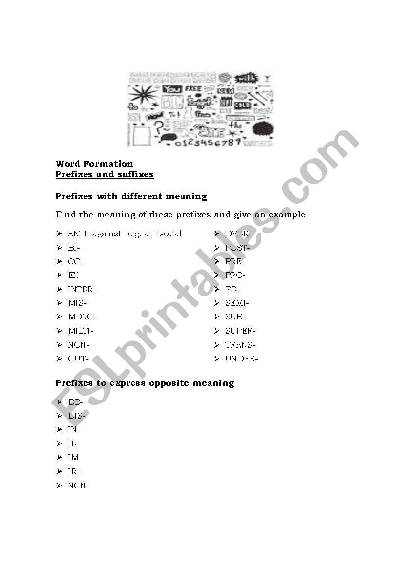 Word Formation worksheet