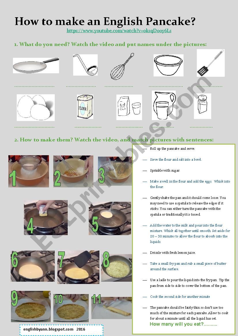 English Pancakes worksheet