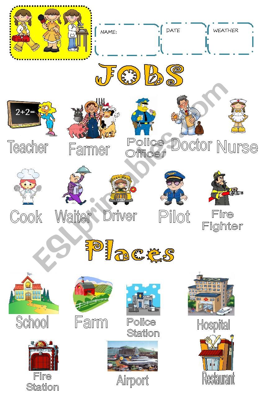Jobs and Workplaces worksheet