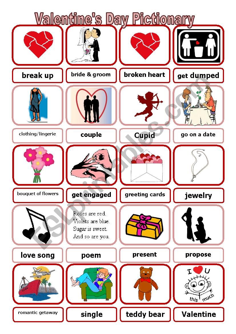 Pictionary Words For Valentines Day