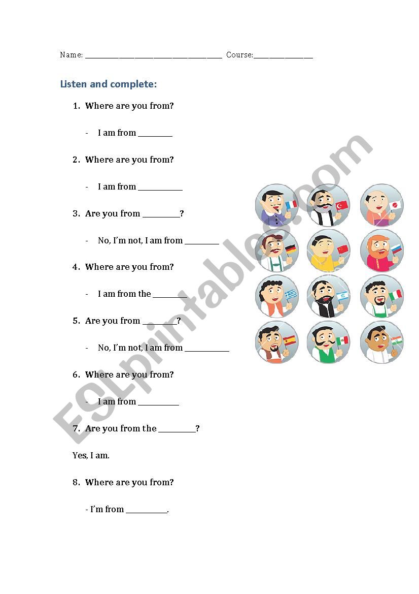 Nationalities worksheet