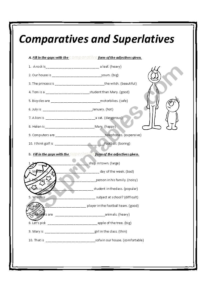 Comparatives and Superlatives worksheet