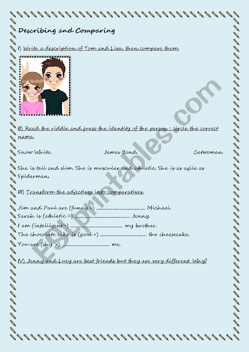 LetÂ´s describe and compare worksheet