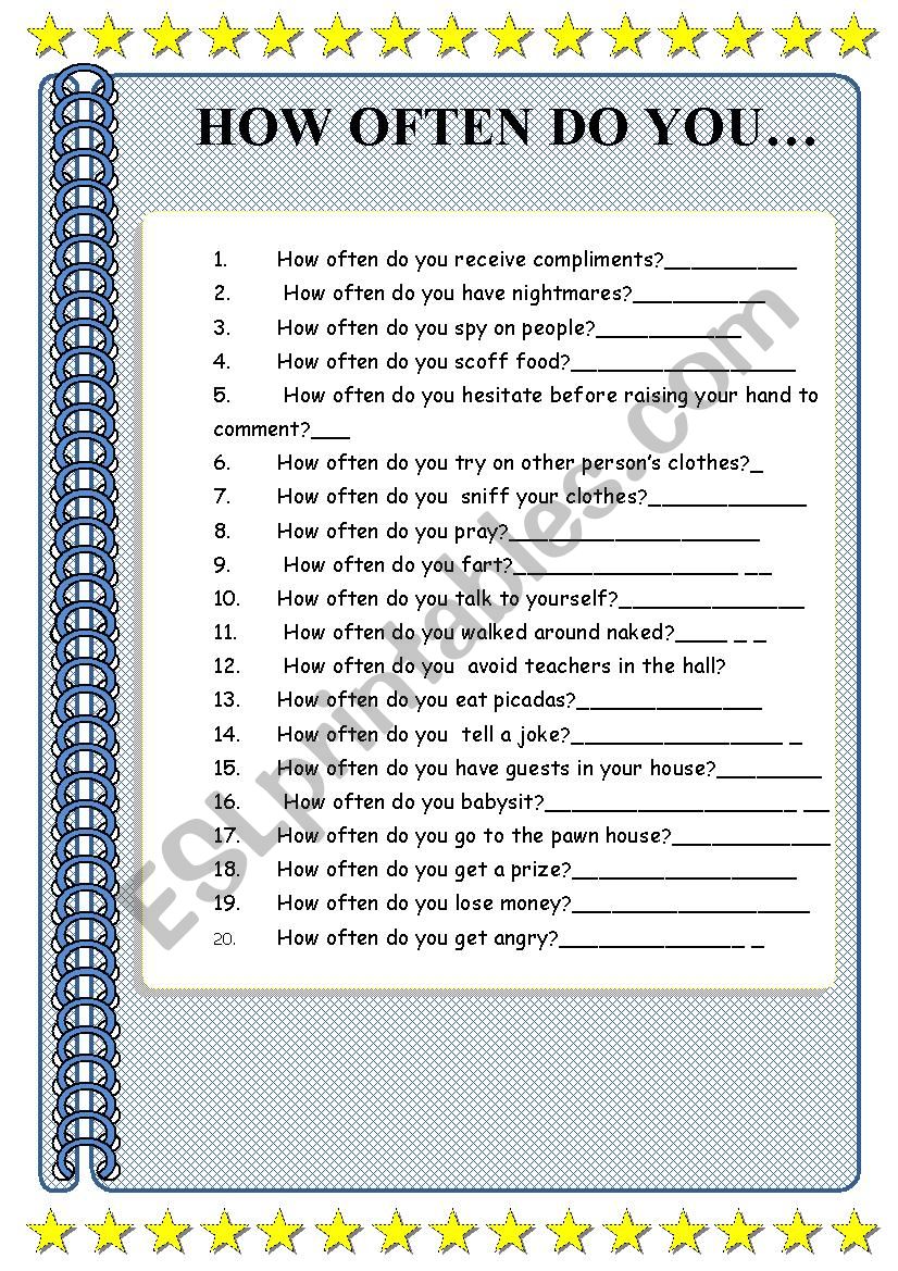 WEIRD HABITS worksheet