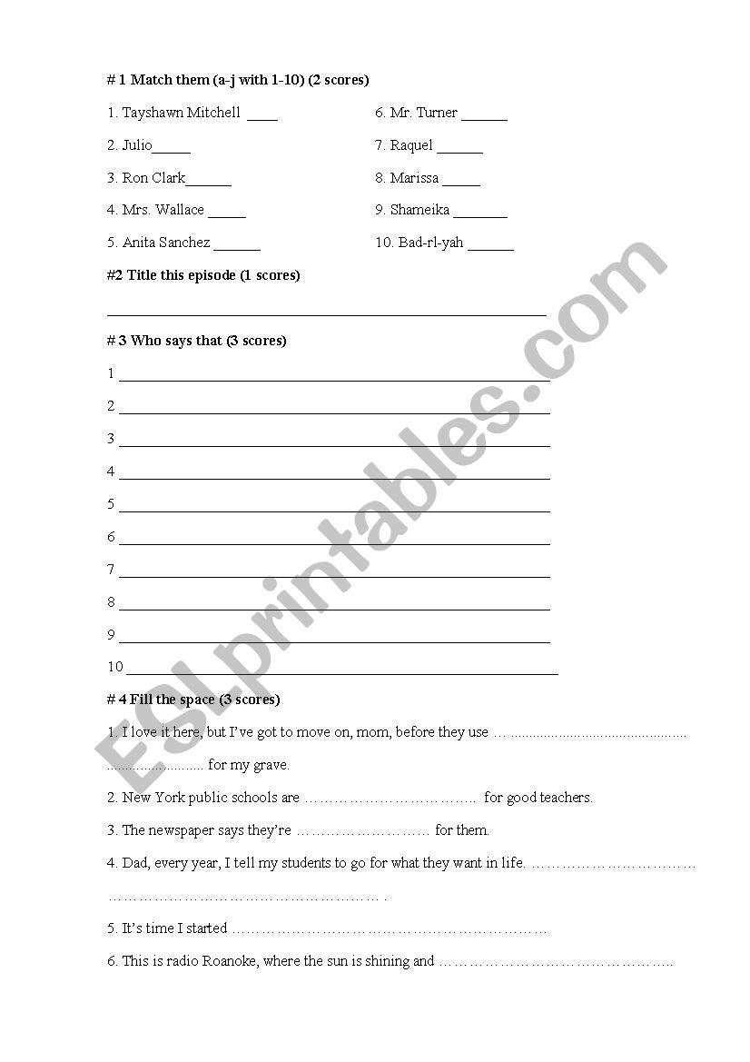 listening test worksheet