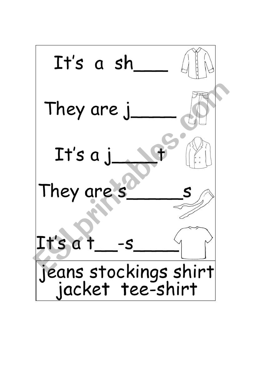 Clothes worksheet