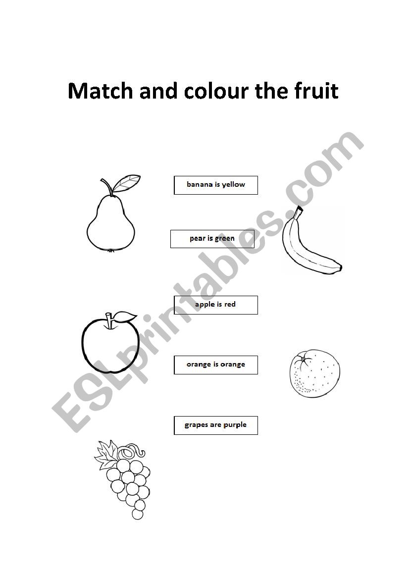 Fruit to colour worksheet