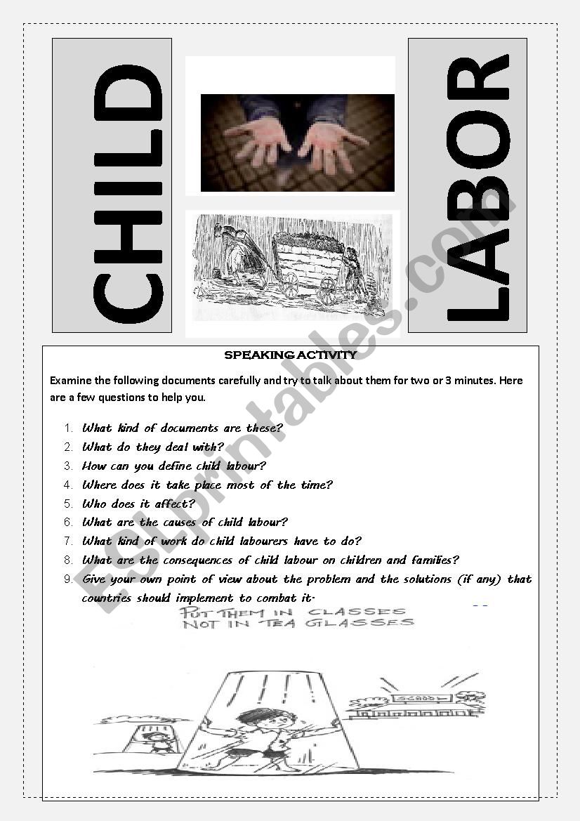 Child labour speaking activity