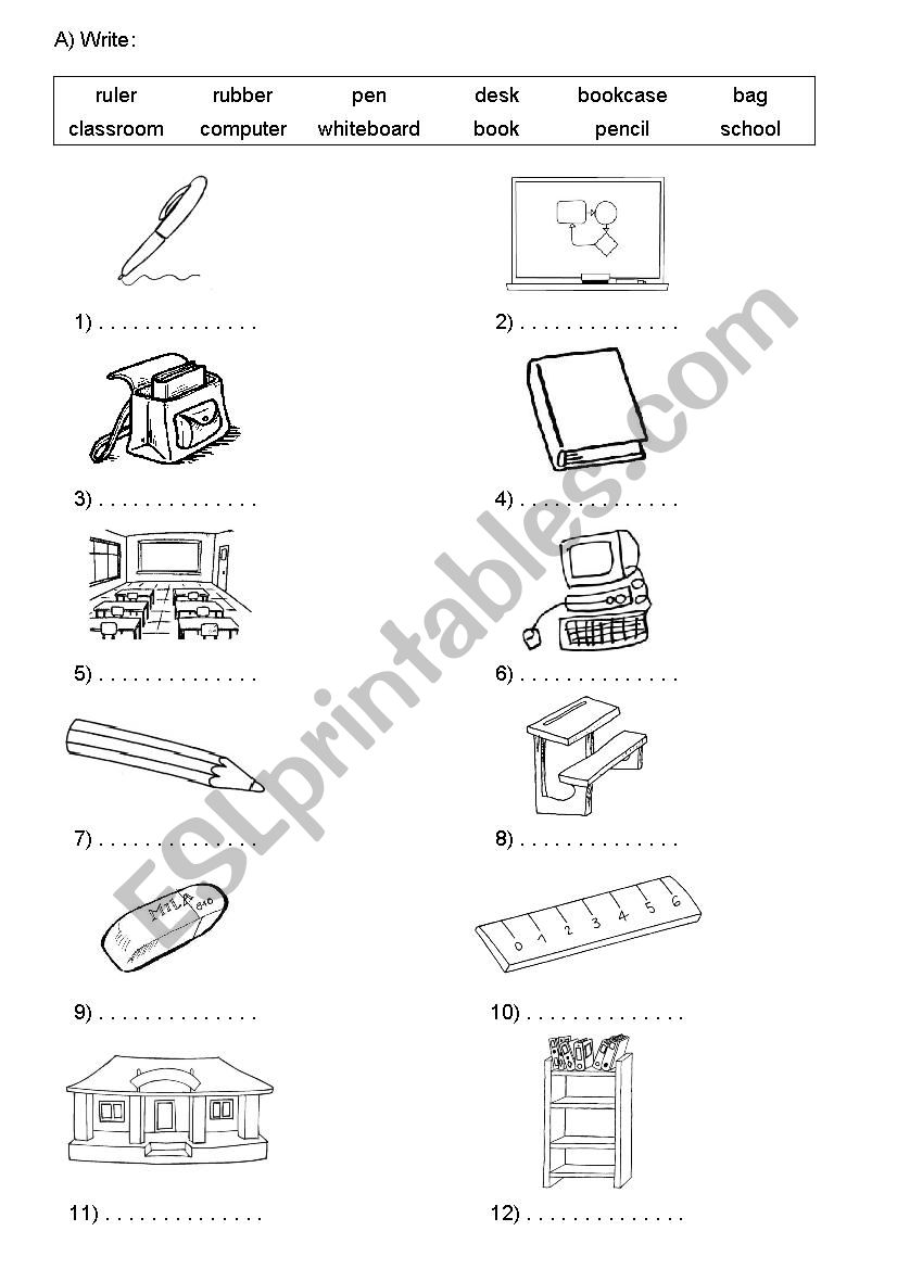 Classroom - School worksheet