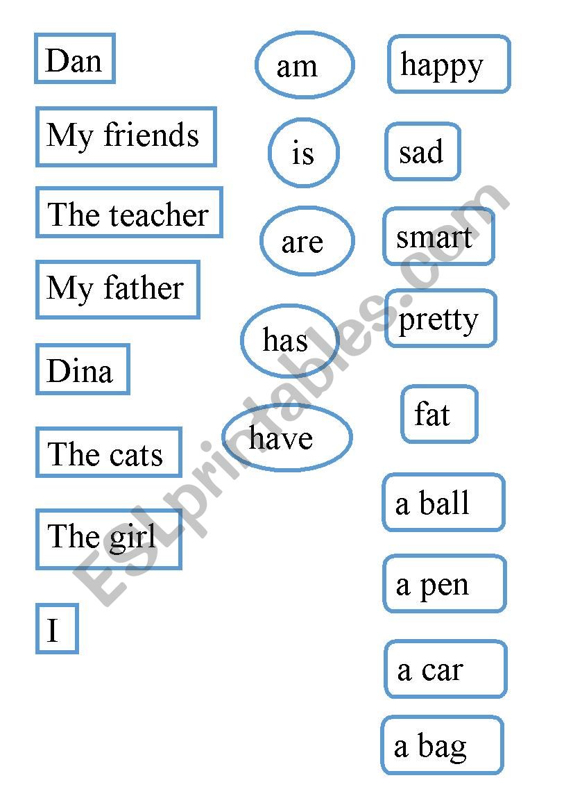 building sentence cards worksheet