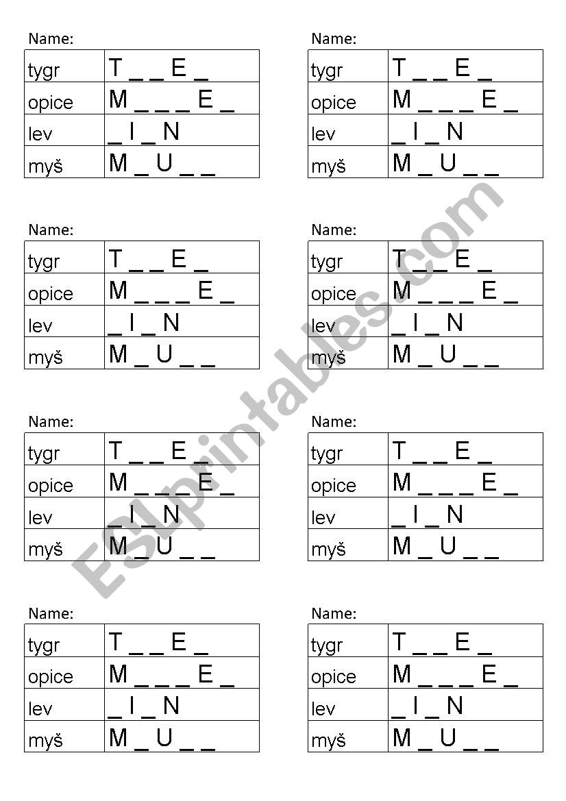 Zoo animals worksheet