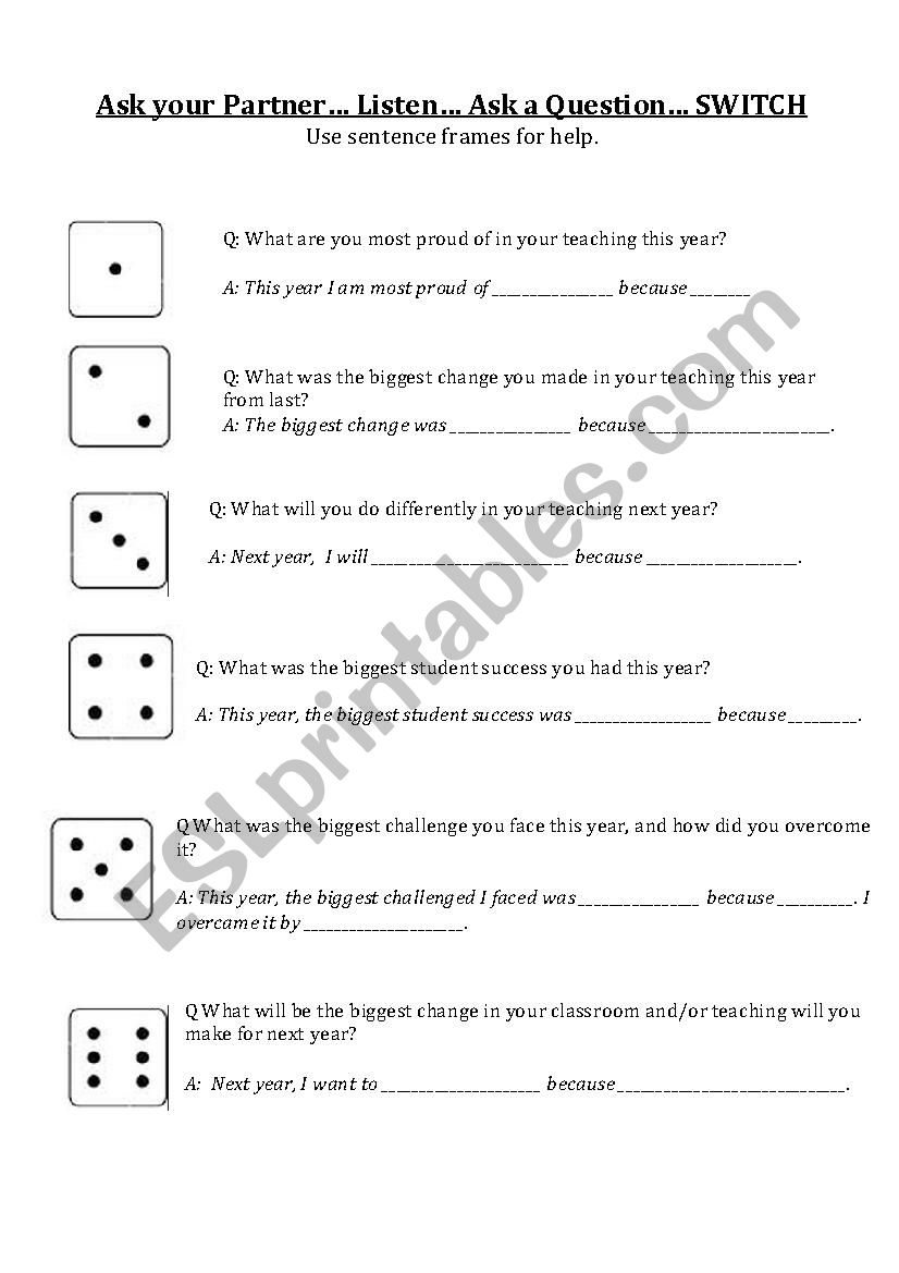 Roll the Dice - Speaking Activity 