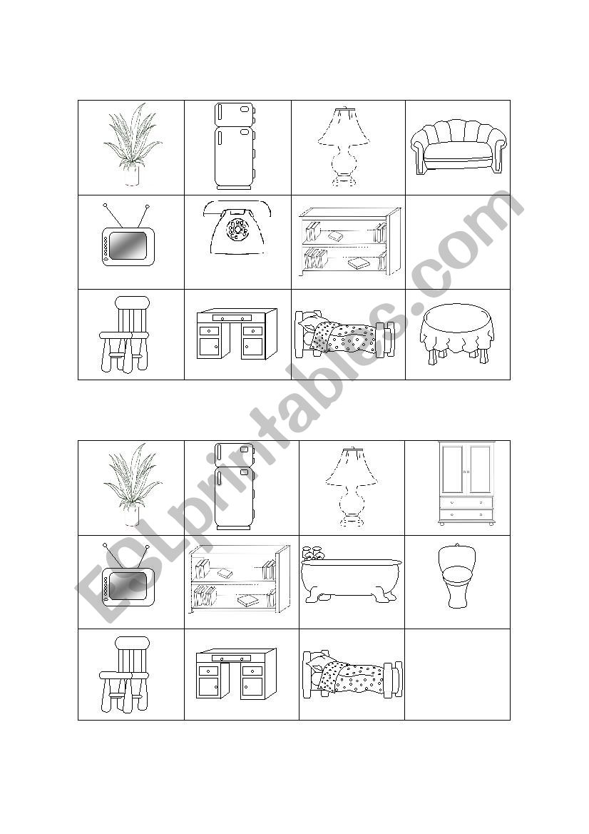  House Furniture Bingo worksheet