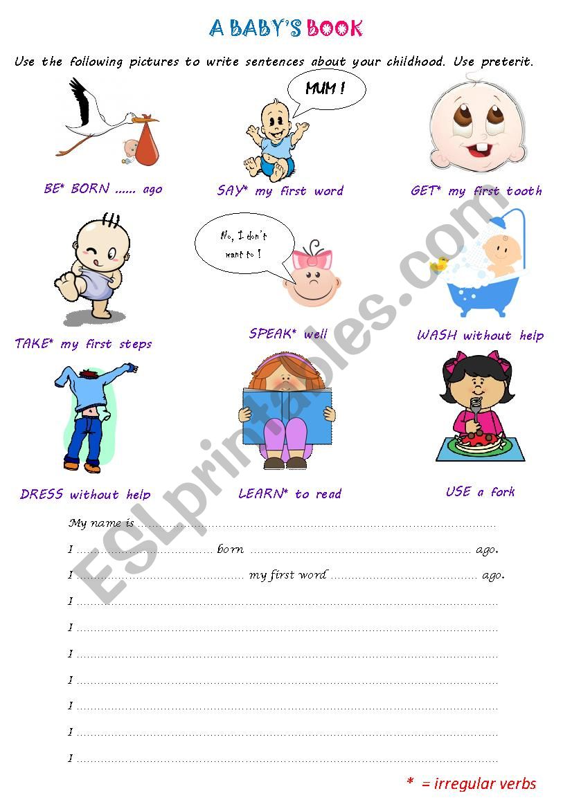 My babyÂ´s book worksheet