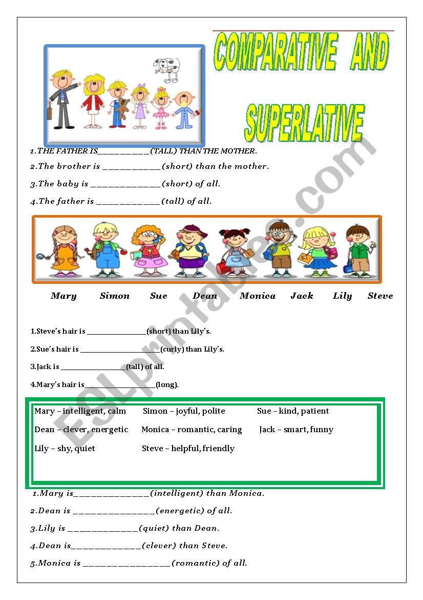 comparative and superlative worksheet