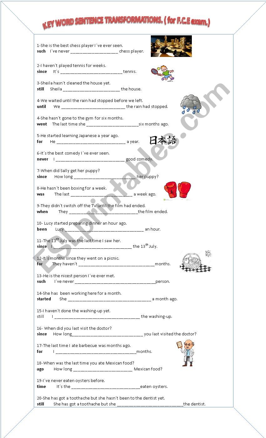 Key word sentence transformations for FCE