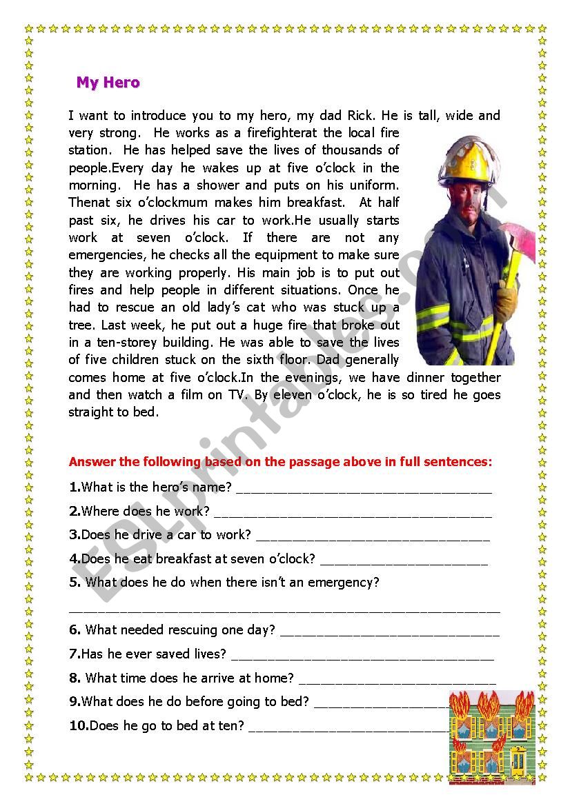 My Hero worksheet