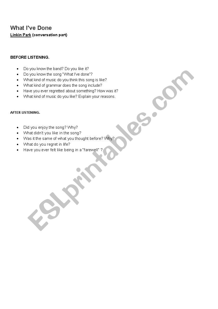 Present Perfect conversation worksheet
