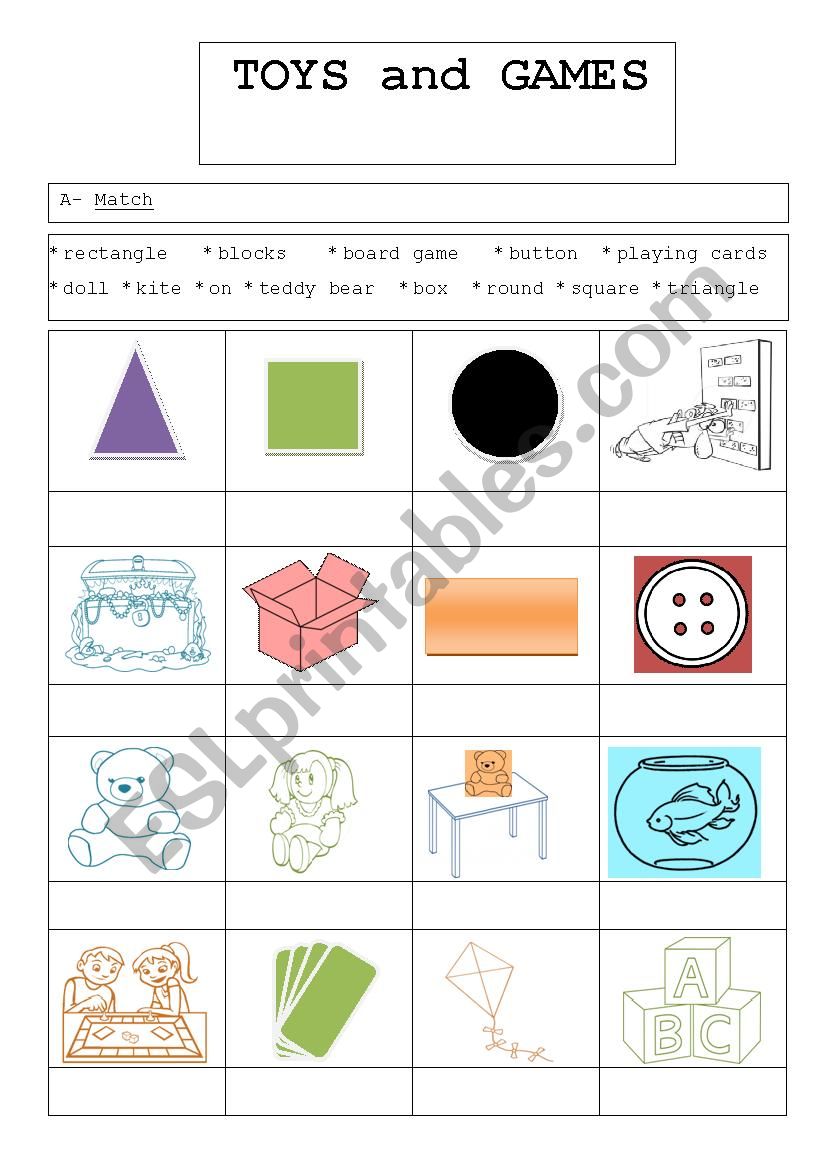 Toys and Games worksheet