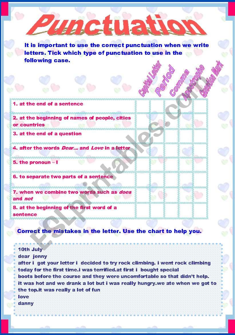 Punctuation worksheet