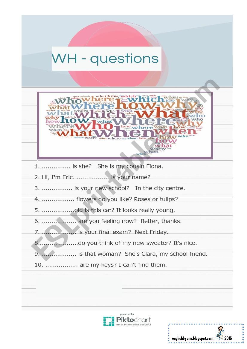 WH - questions practice worksheet