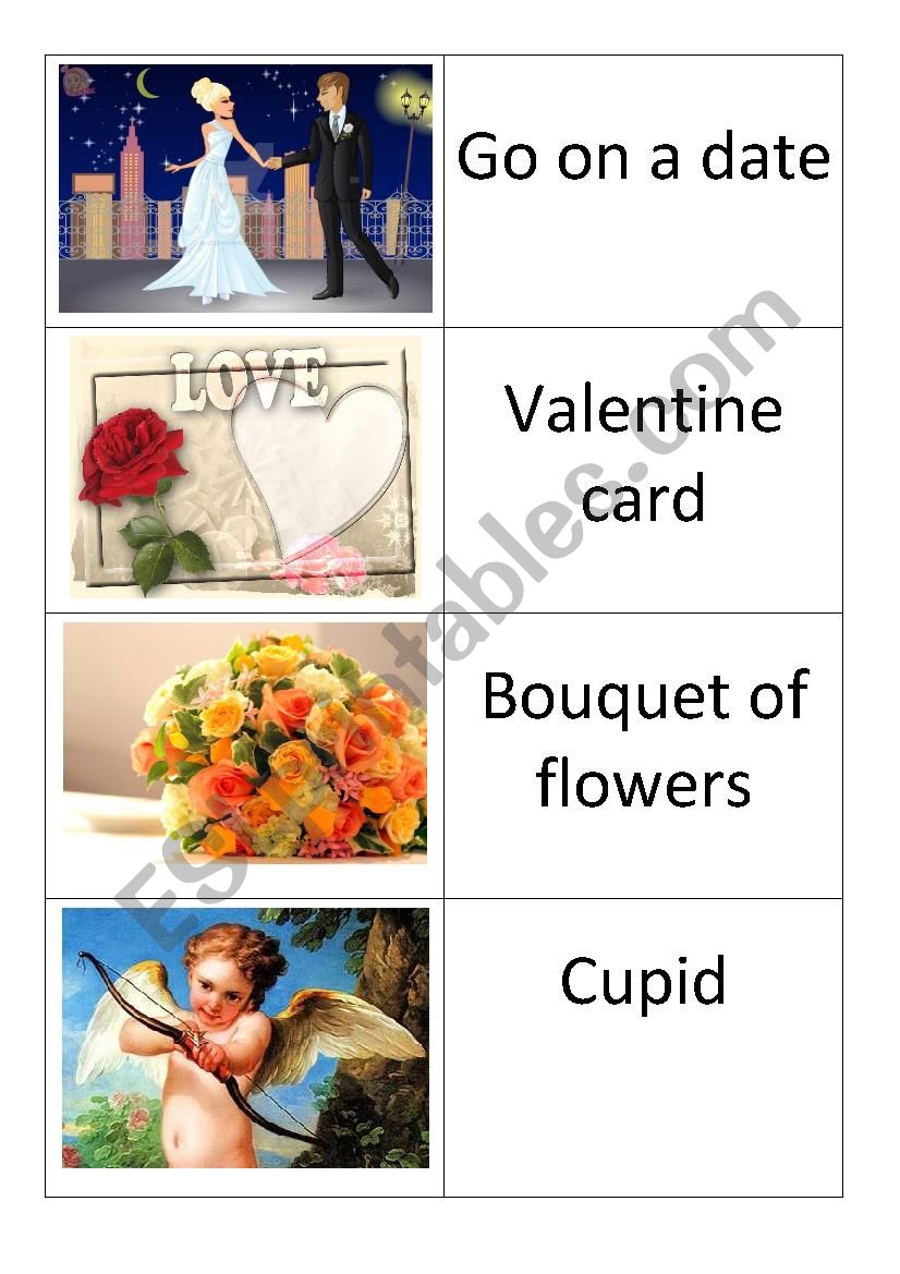 Valentine vocabulary cards part 1