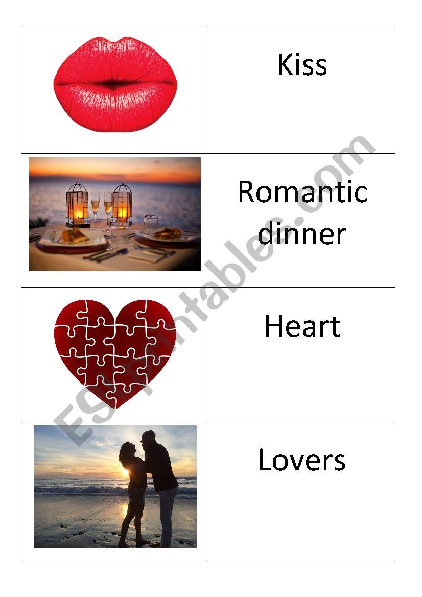 Valentine vocabulary cards part 2