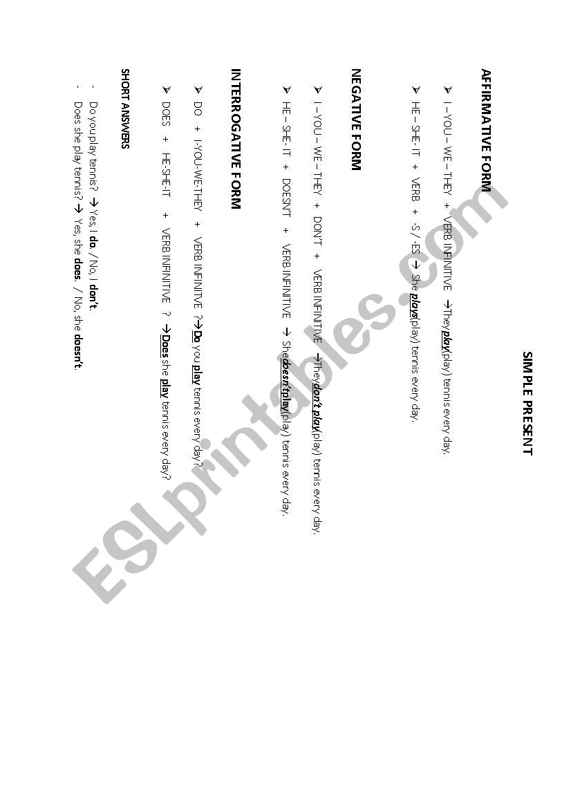 Simple Present worksheet