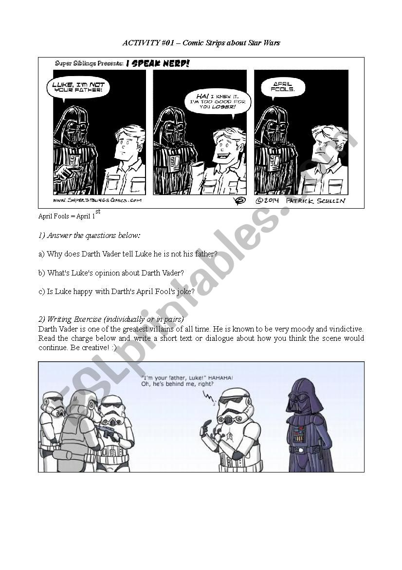 Star Wars Worksheet - Comic Strips