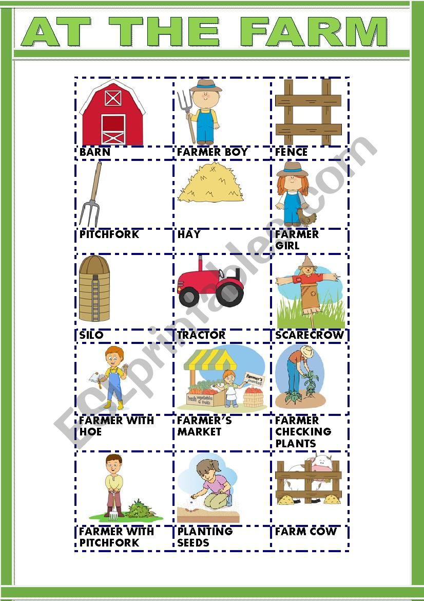 AT THE FARM worksheet