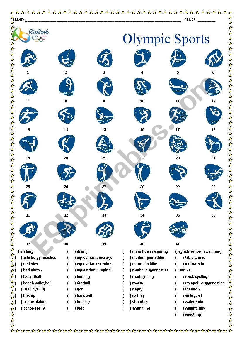 Rio 2016 Olympic pictogram  worksheet