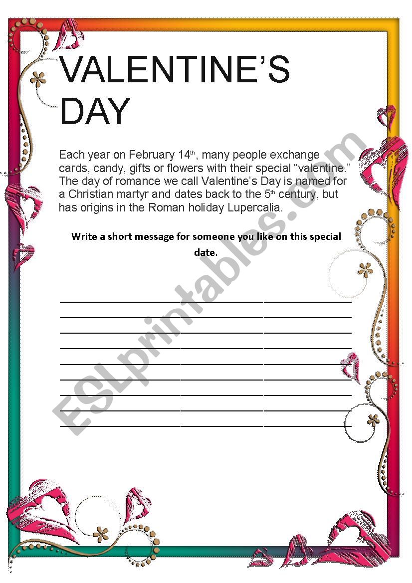 Valentines Day worksheet