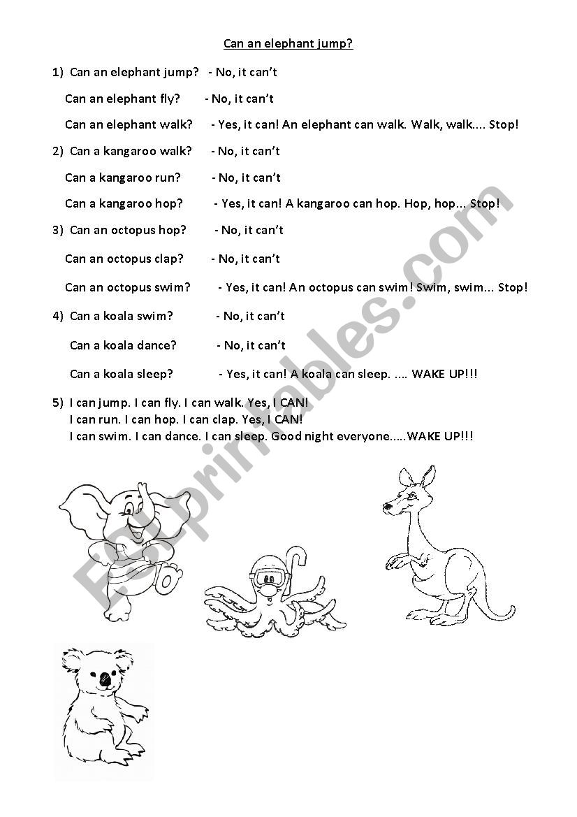 Can an elephant jump? worksheet