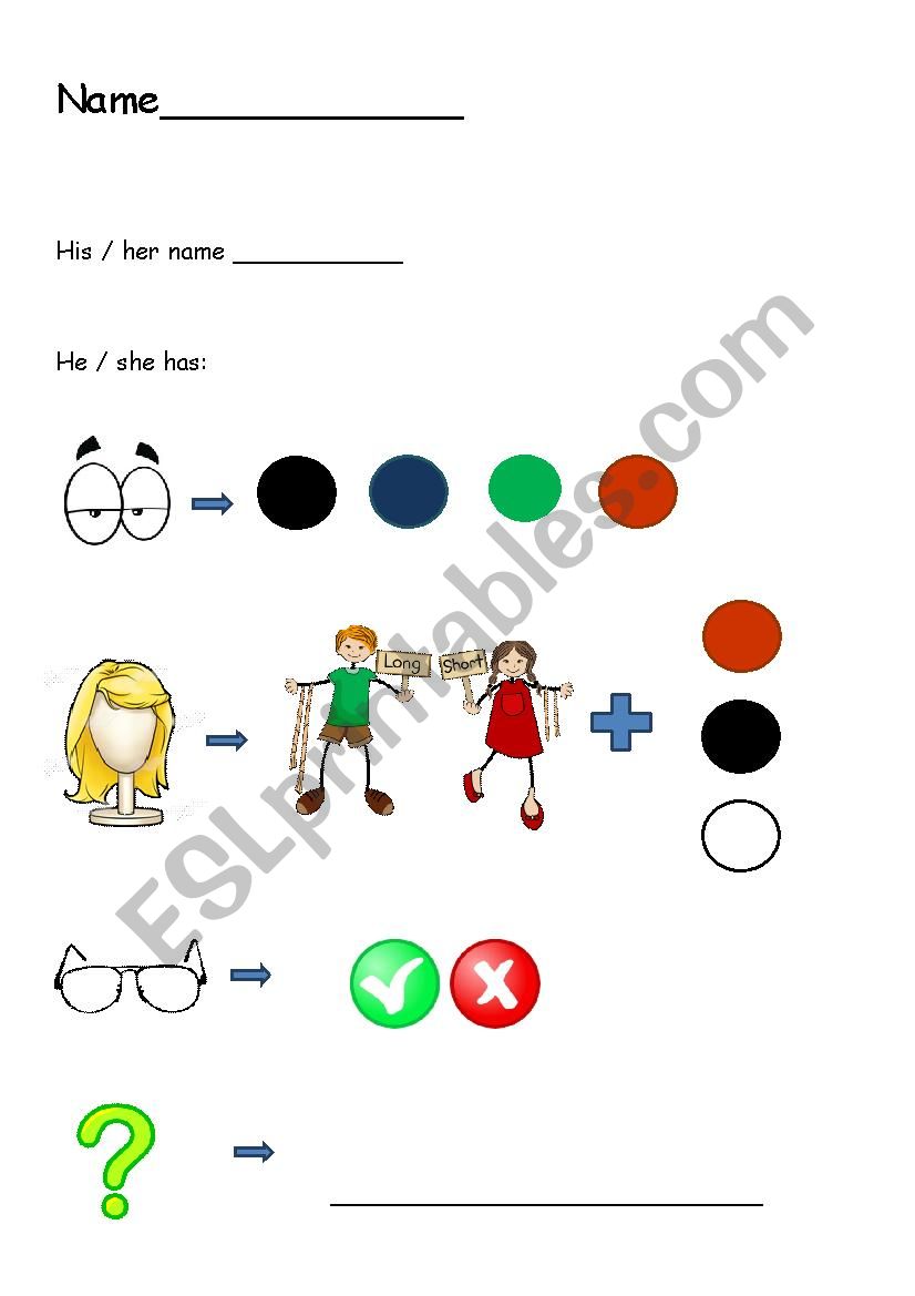 Simple facial features worksheet