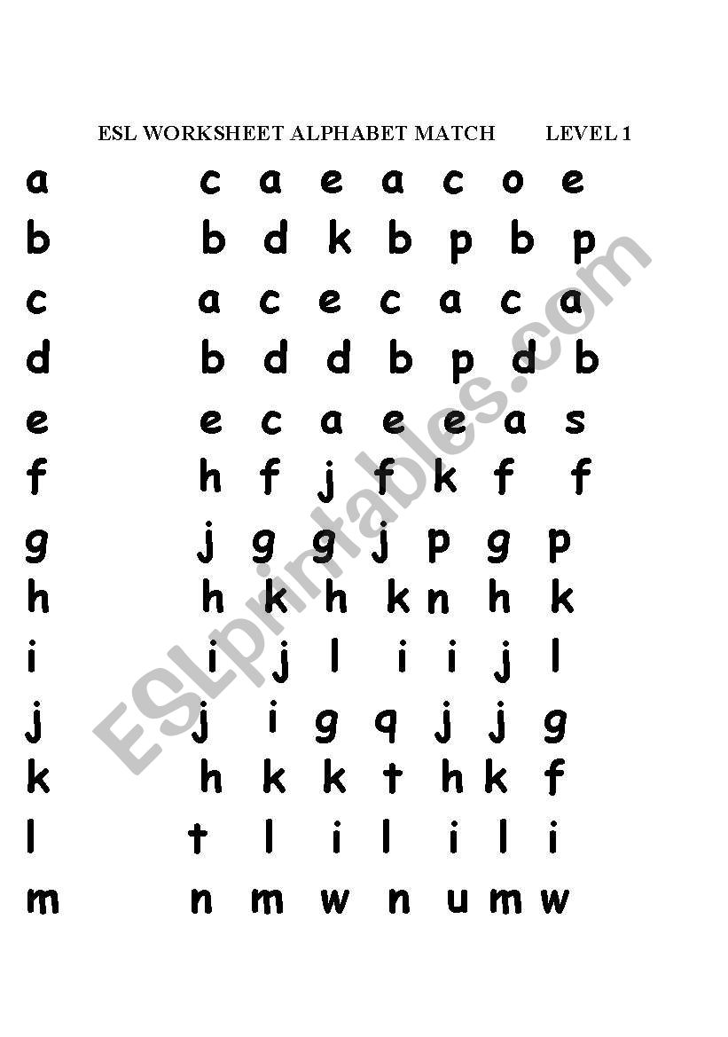 ESL MATCHING ALPHABET  worksheet