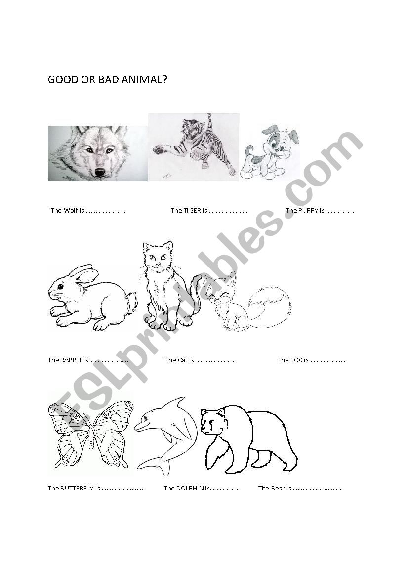 good or bad animals? worksheet