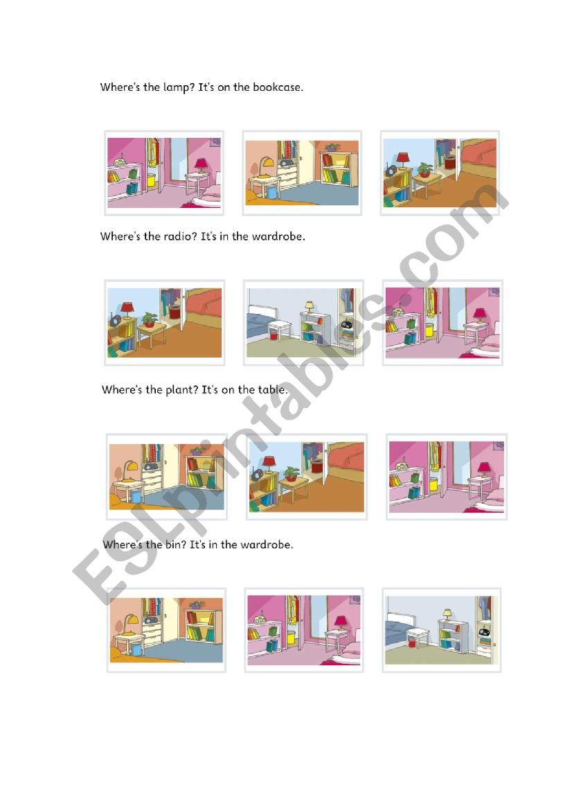 My bedroom worksheet