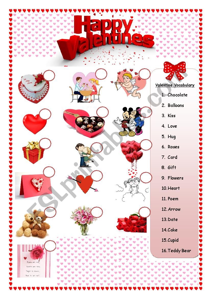 Valentines Day: Vocabulary and Writing Skill