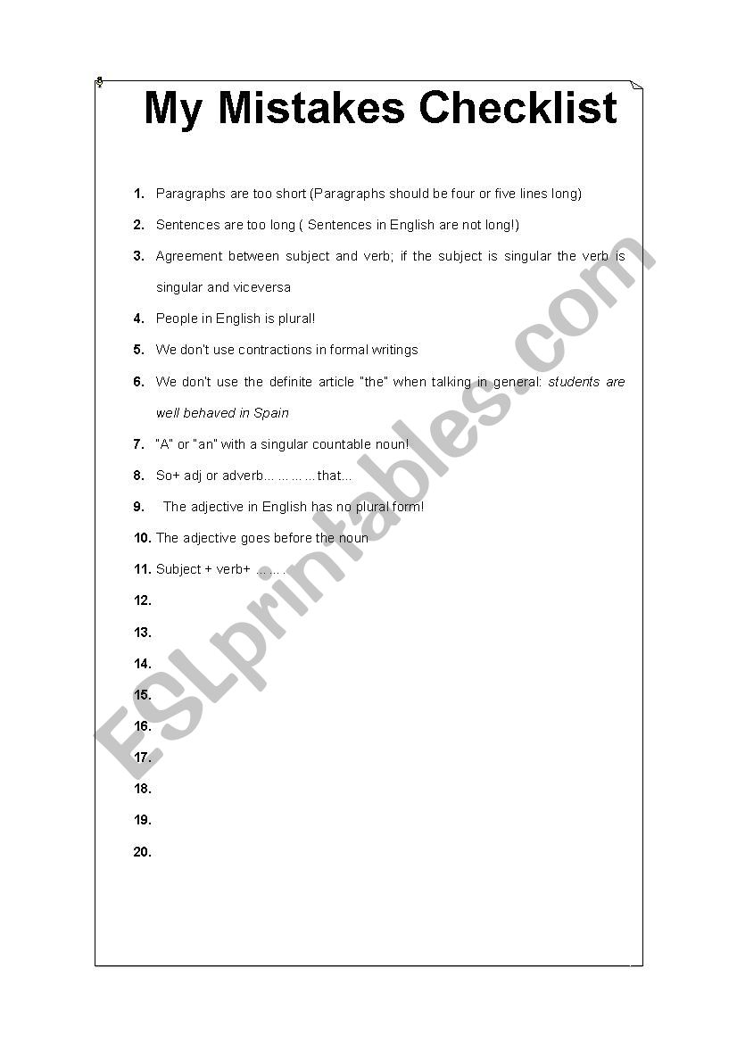 Self-assessment worksheet