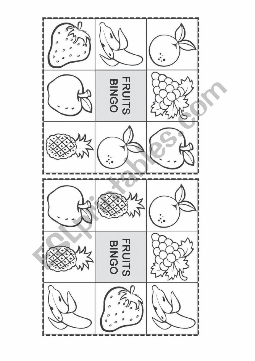 Fruits Bingo worksheet