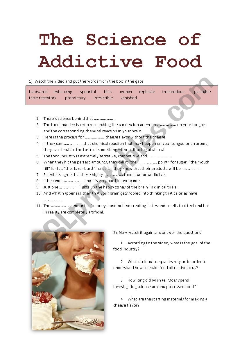 The Science of Addictive Food worksheet