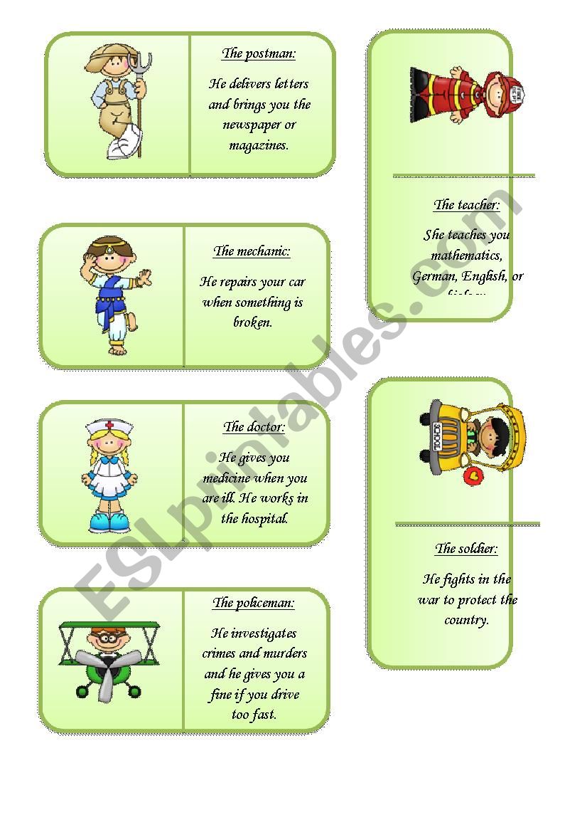 Jobs domino worksheet
