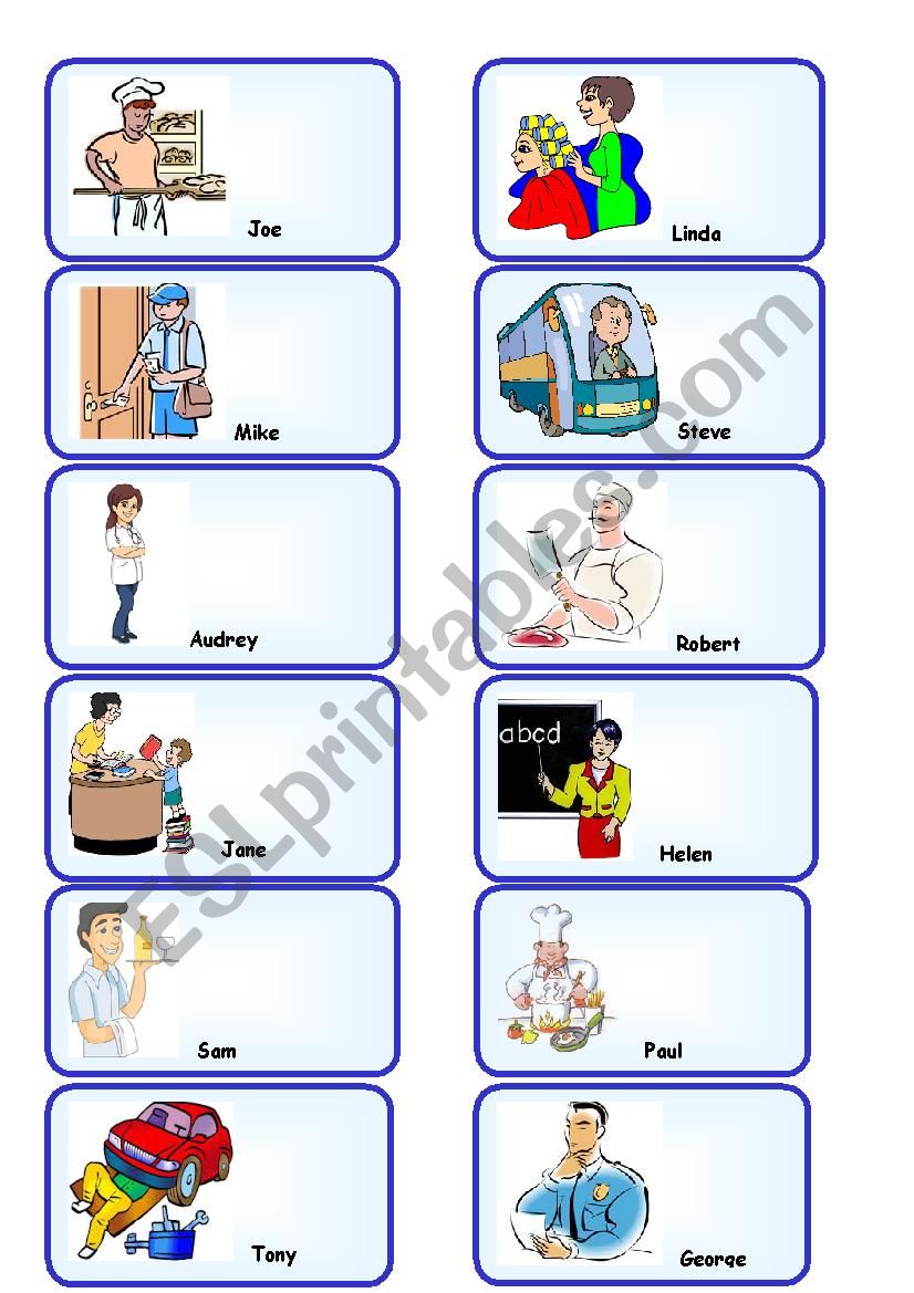 JOBS SPEAKING CARDS worksheet